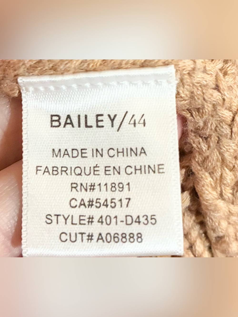 Bailey 44 V-Neck Open Knit Sweater Sz M Beige Brown Cotton Silk Blend Basic - Picture 5 of 11